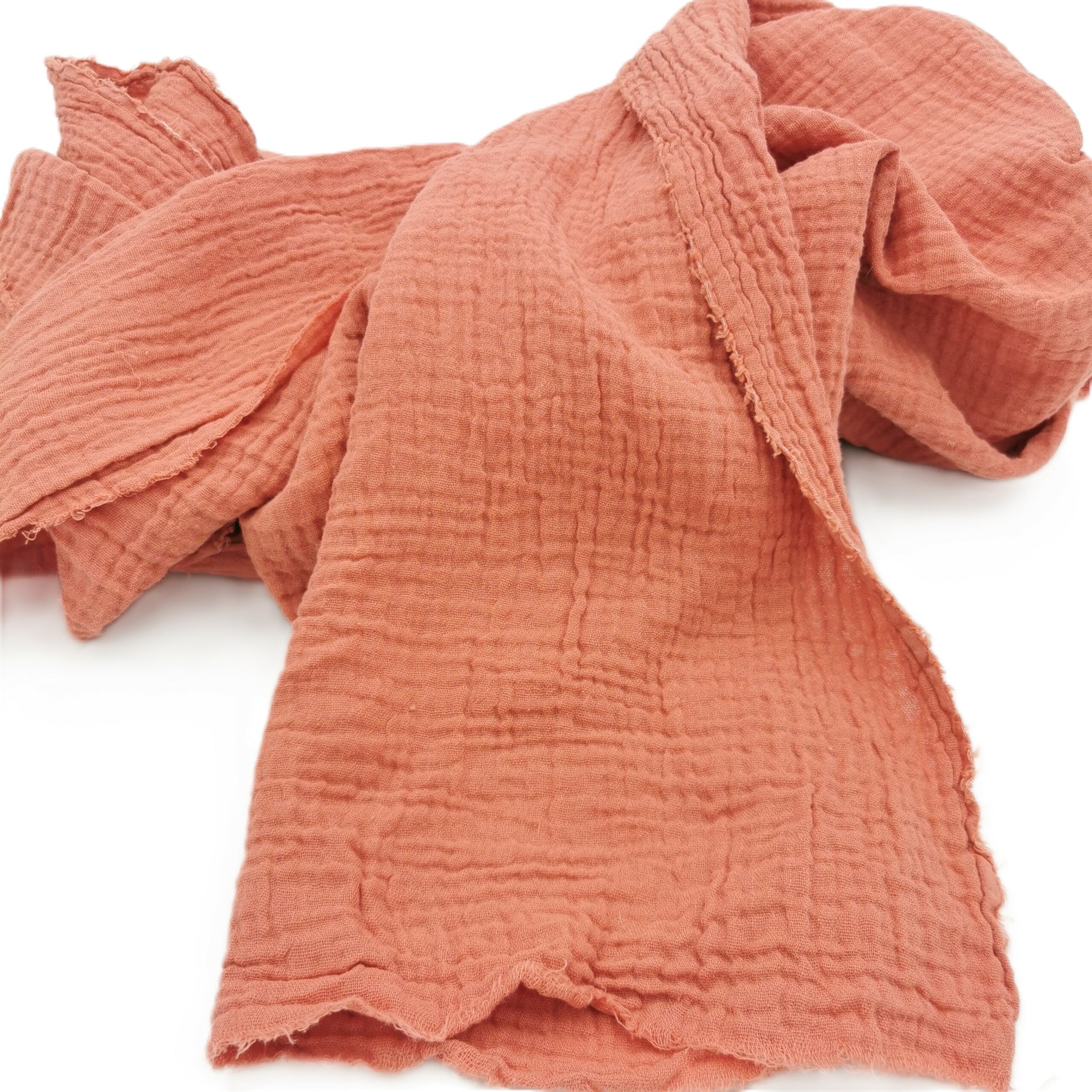 Chemin de table gaze de coton corail foncé