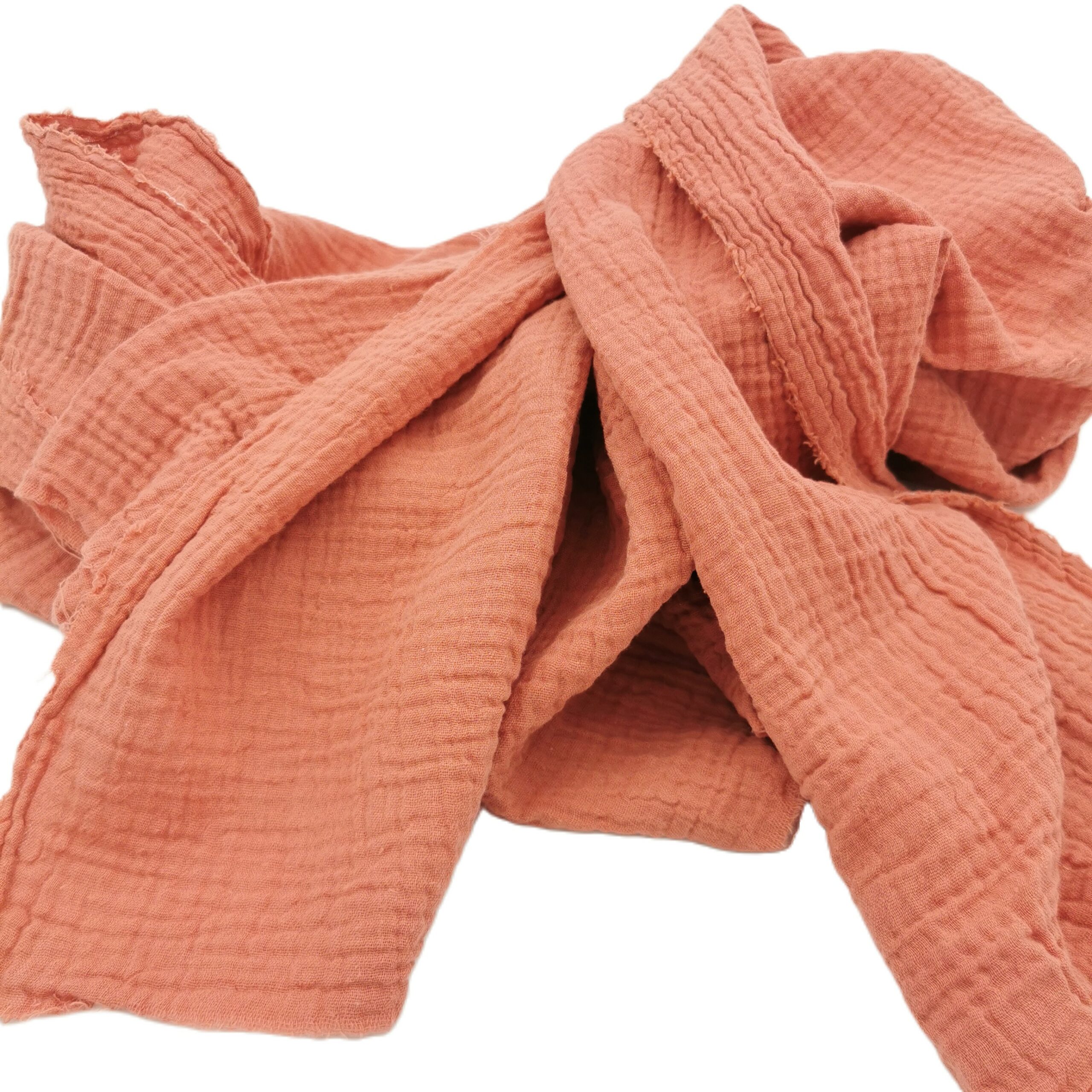 Chemin de table gaze de coton corail foncé – Image 2