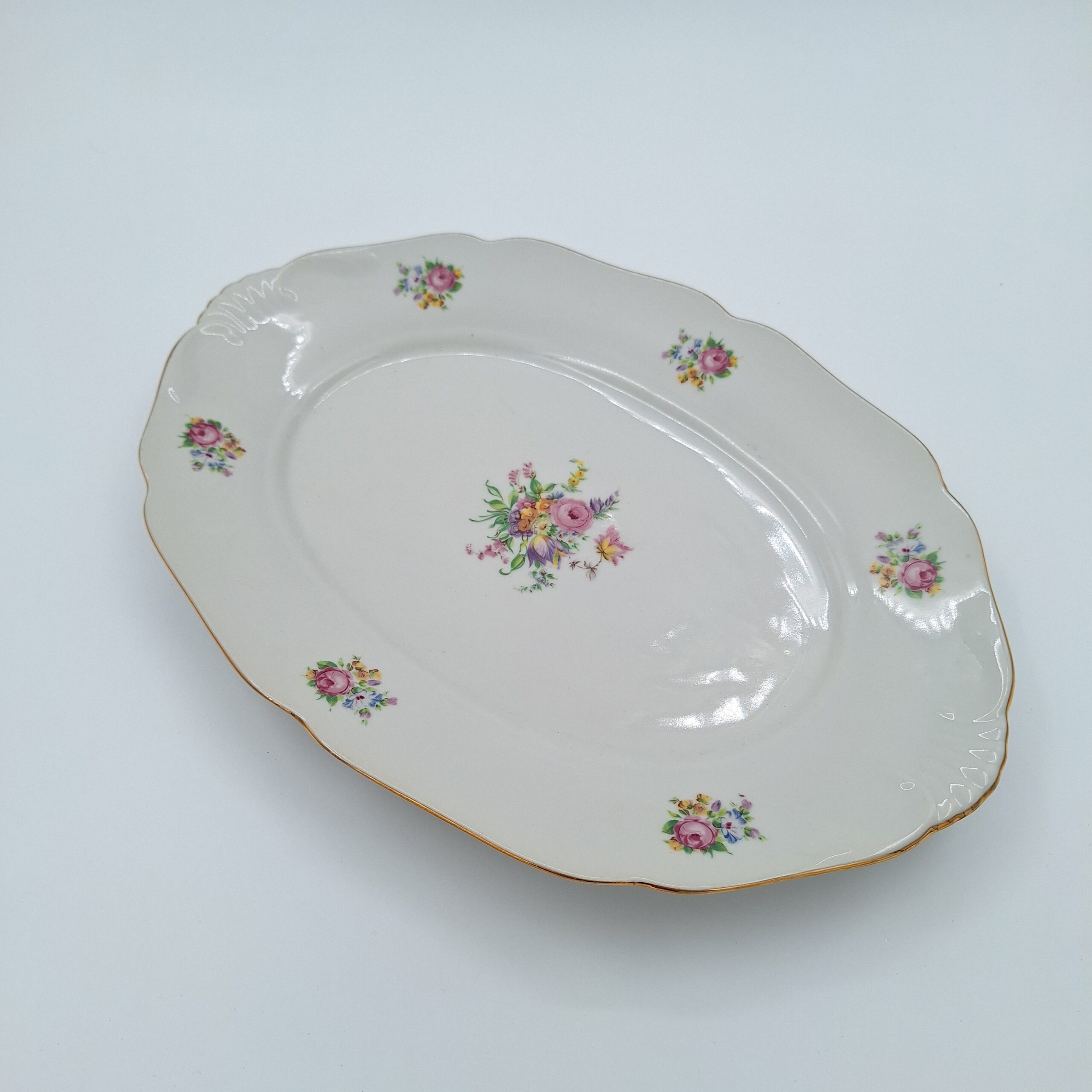 Plat oval en porcelaine vintage à fleurs (variable) – Image 2