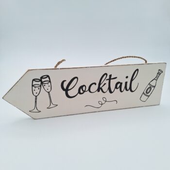 Flèche en bois blanche "Cocktails"